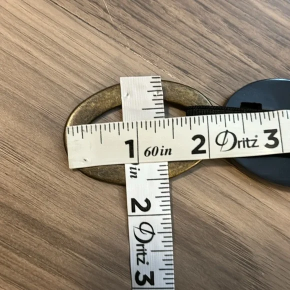 Suzi Rohrer Vintage Oval Brass Links Wood Grain Look Hip Stretch Adjustable Belt - Picture 10 of 14